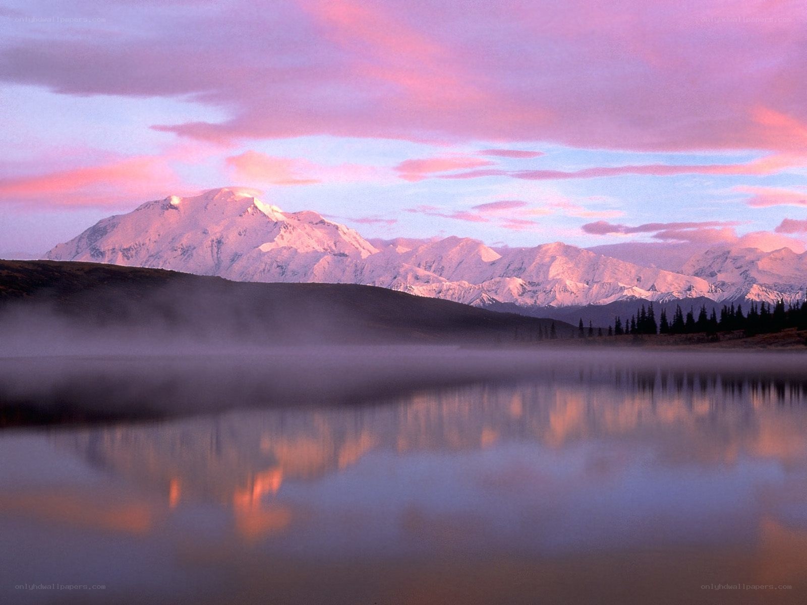 Mountain lake at dawn
