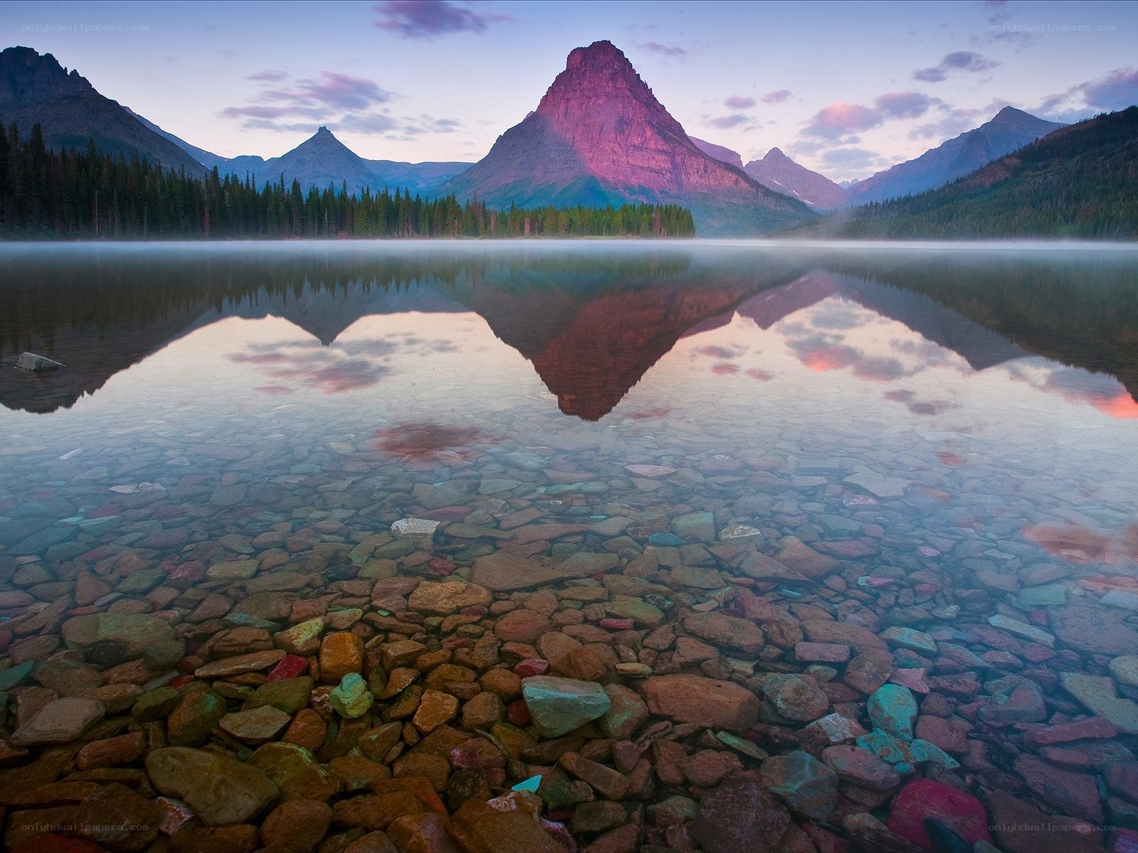 Mountain lake at dawn