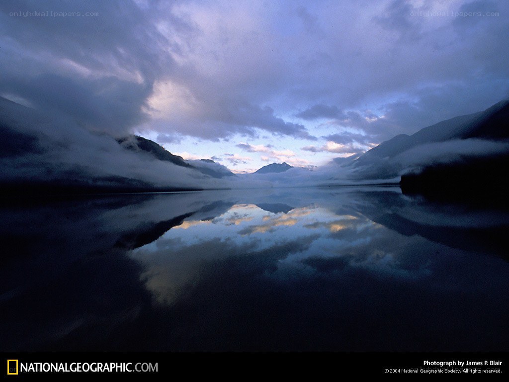 Mountain lake at dawn