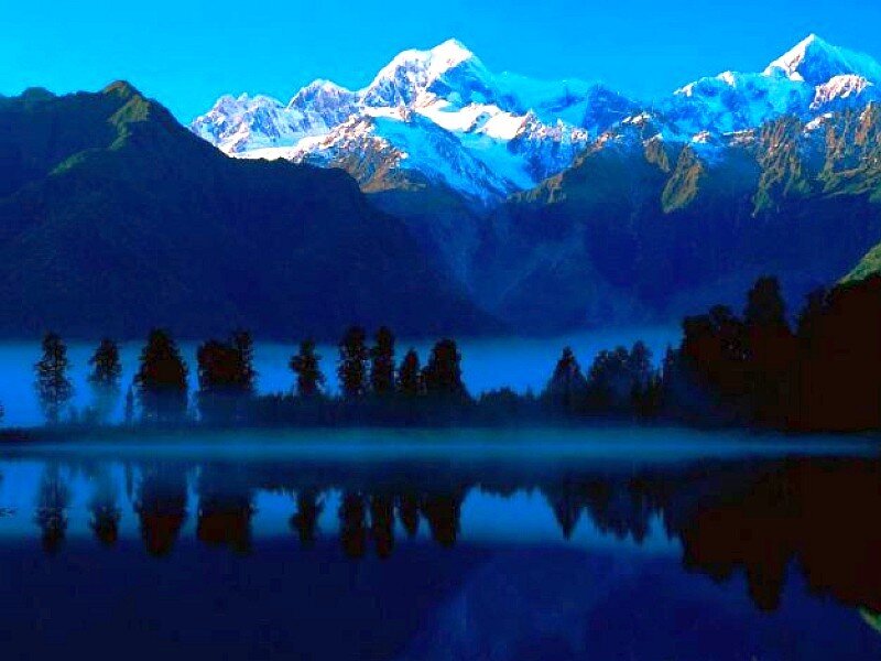 mountain lake at dawn