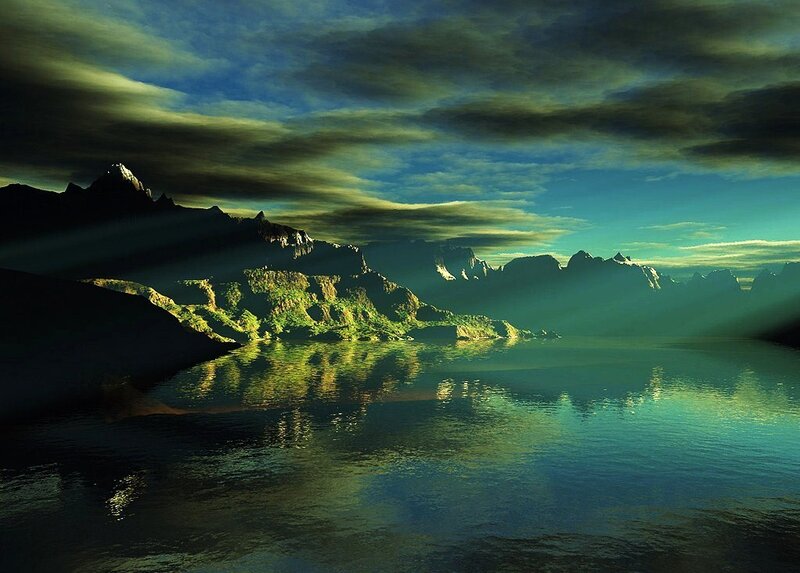 Mountain lake at dawn