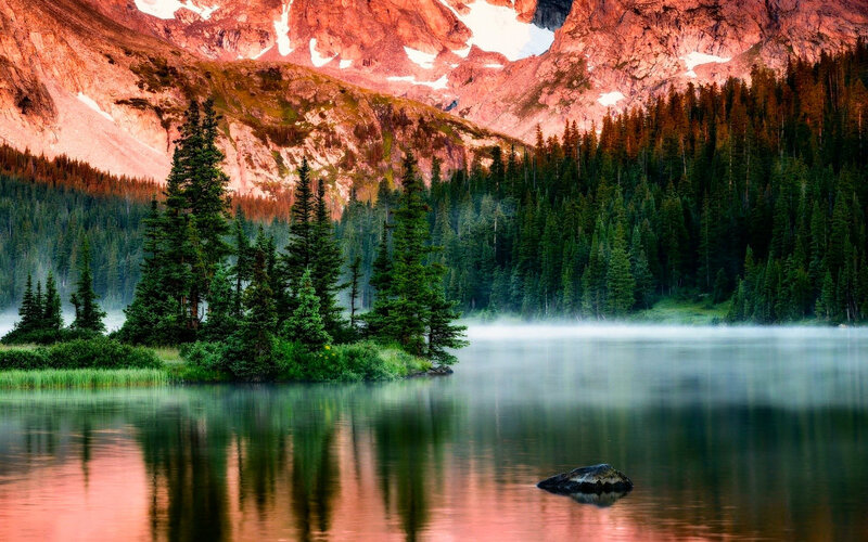 Mountain Lake at Dawn — Green