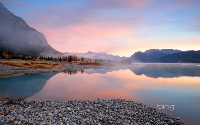 Mountain Lake at Dawn — Pink, Serene, Sunrise