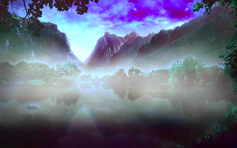 Mountain Lake at Dawn — Purple
