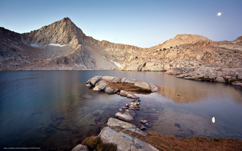Mountain lake at dusk