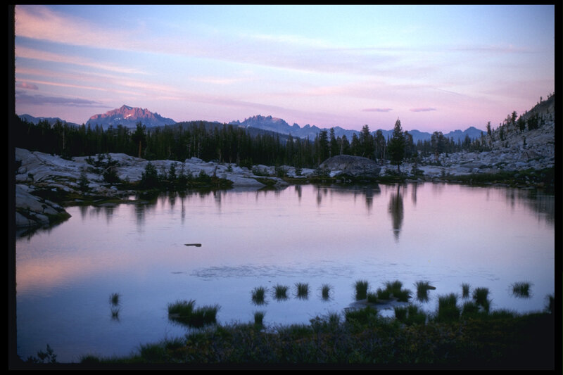 Mountain lake at dusk