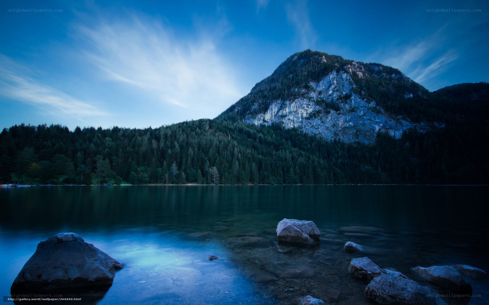 Mountain lake at dusk