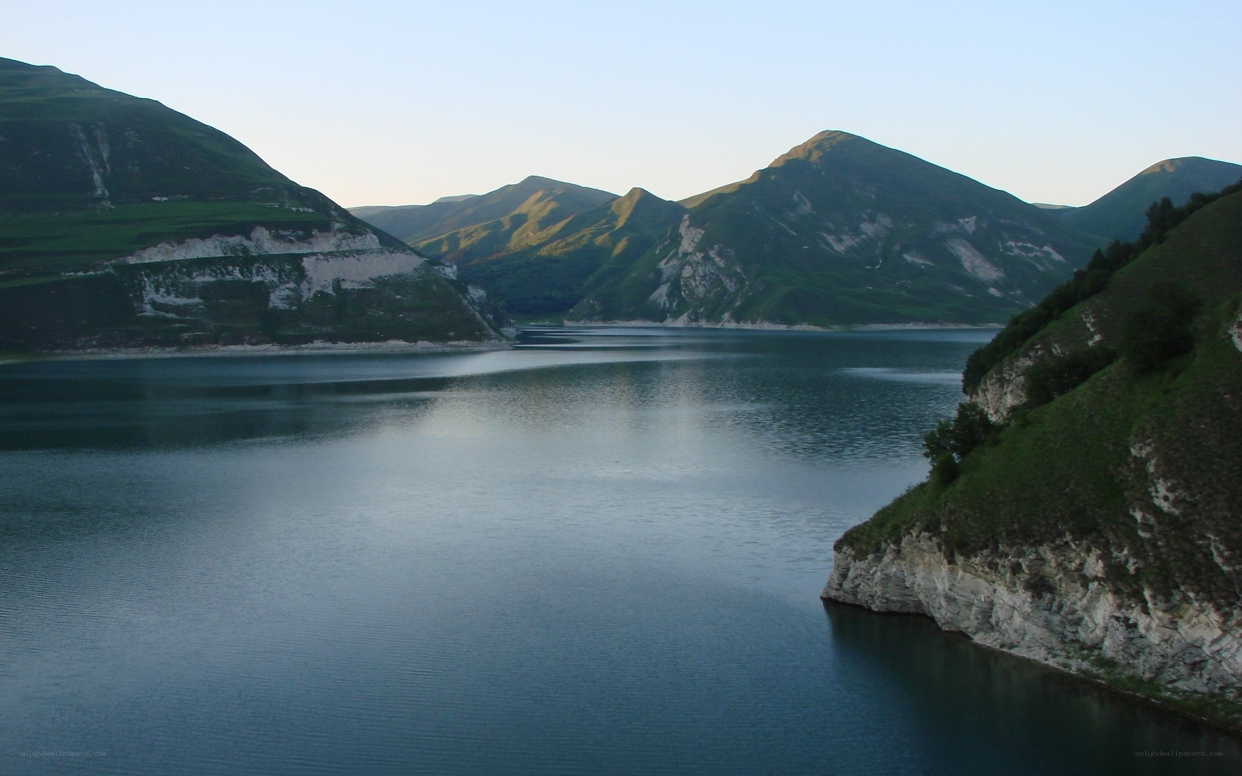 Mountain lake at dusk