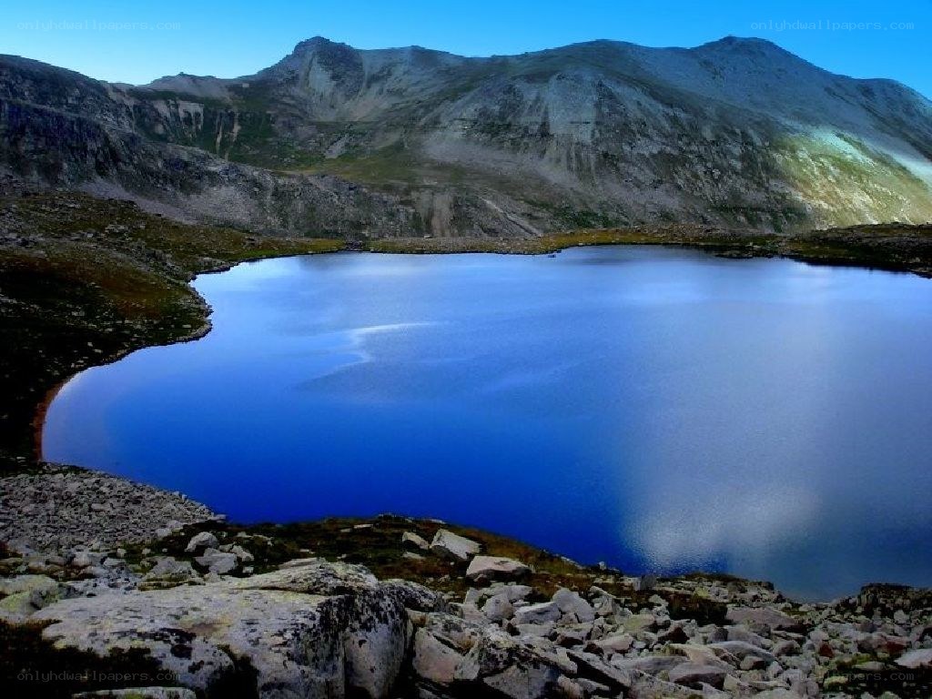 Mountain lake at dusk