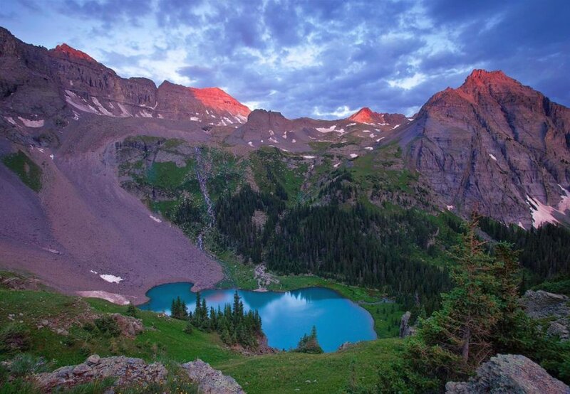 Mountain Lake at Dusk — Blue, Serene, Photograph