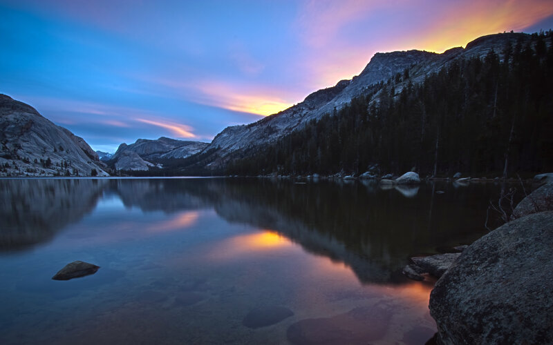 Mountain Lake at Dusk — Blue, Serene