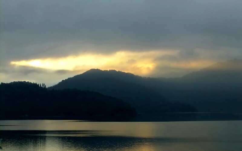 Mountain Lake at Dusk — Gray, Serene