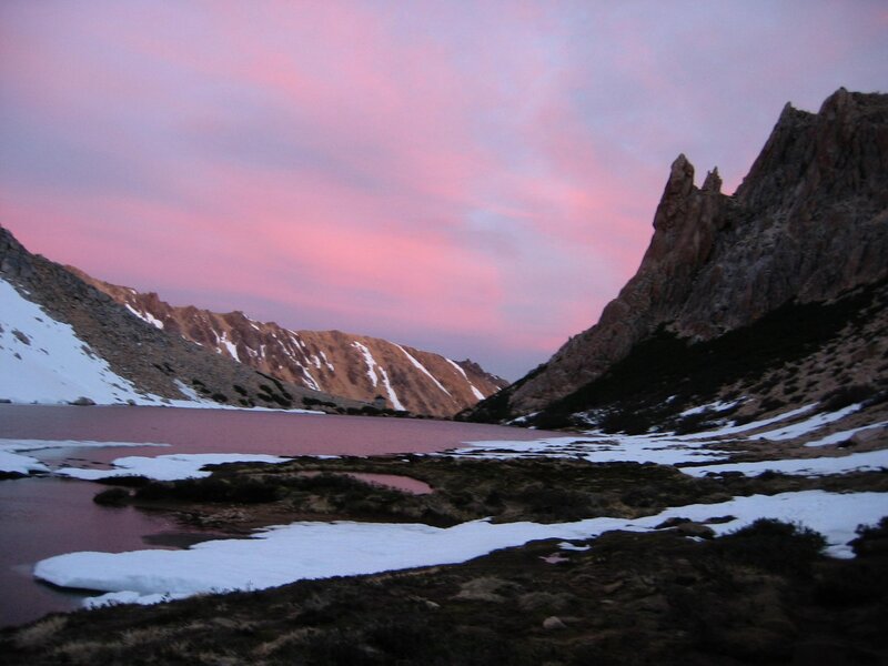 Mountain Lake at Dusk — Pink