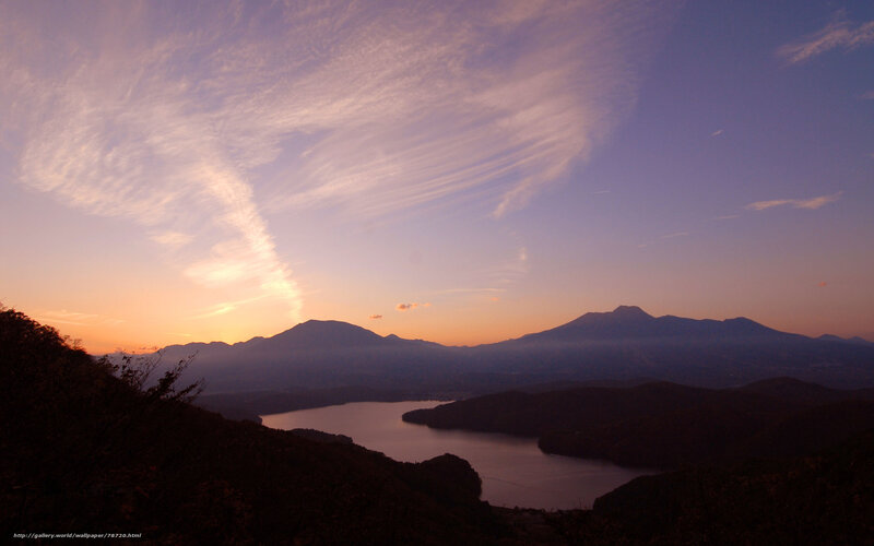 Mountain Lake at Dusk — Purple, Serene, Sunset, Photograph, Mountains