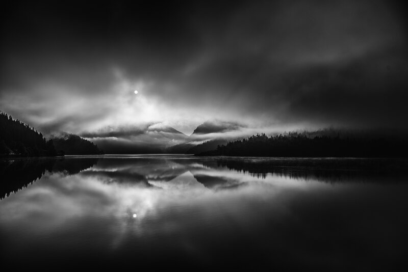 Mountain Lake at Night — Black