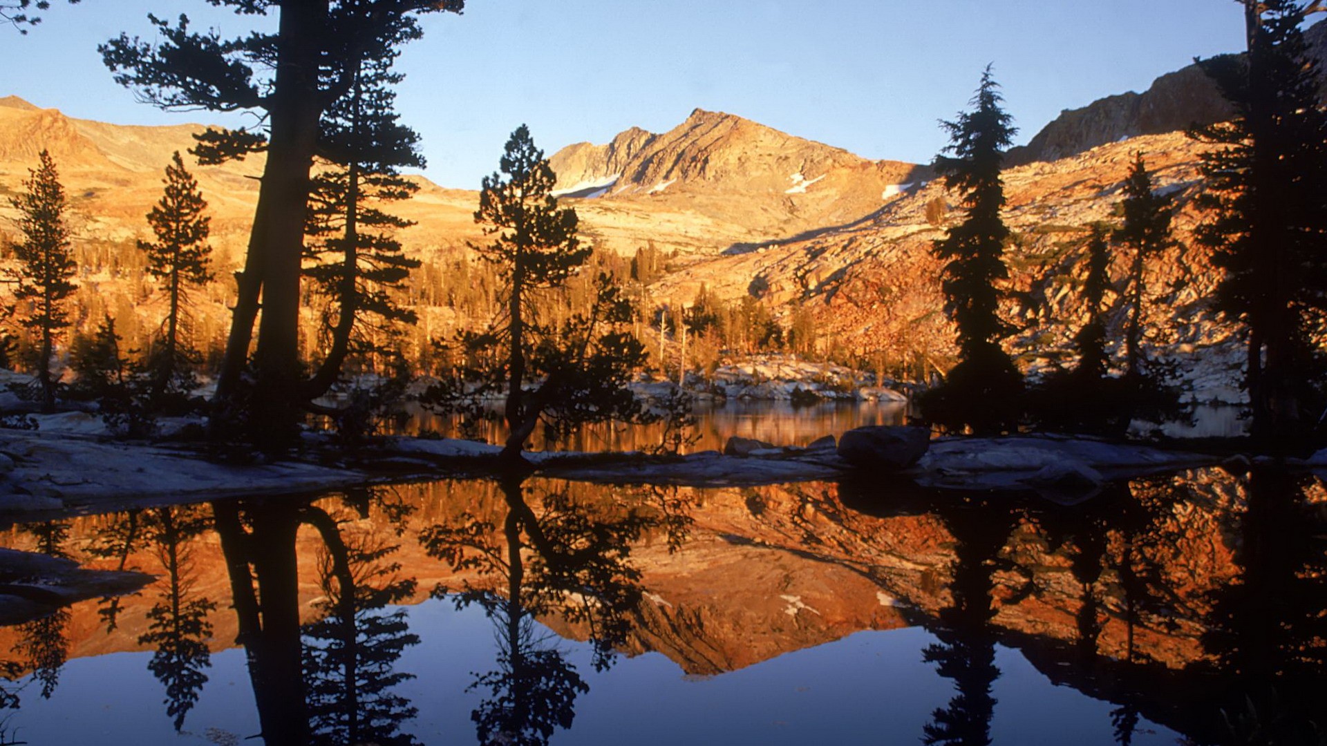 Mountain lake at sunrise