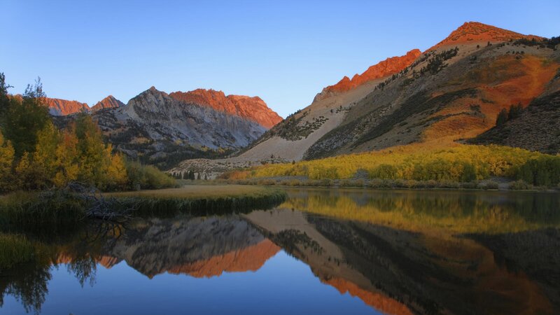 Mountain lake at sunrise