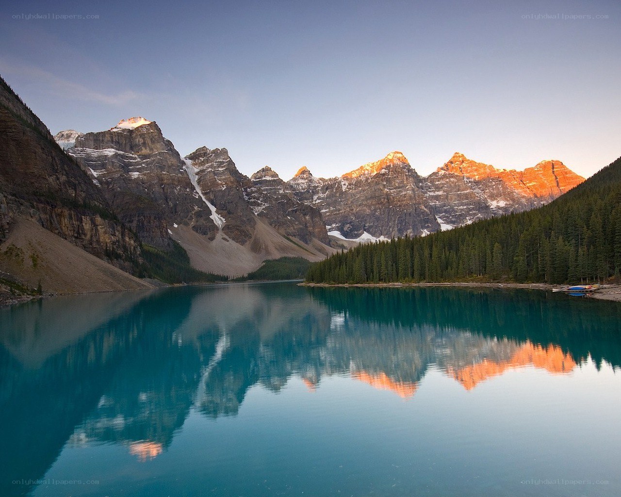 Mountain lake at sunrise