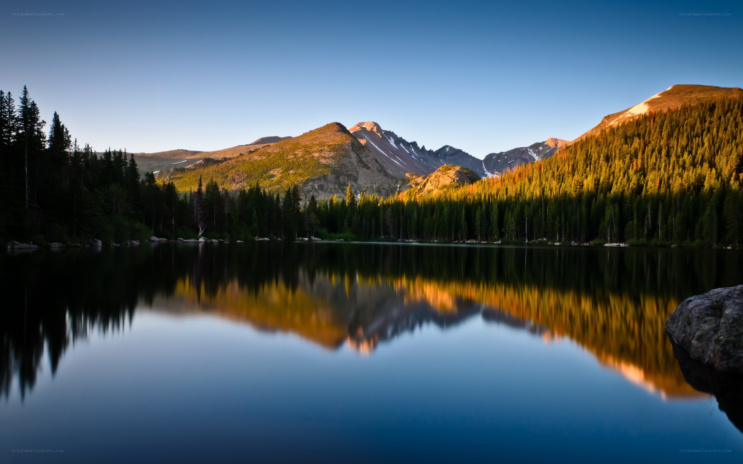 Mountain lake at sunrise