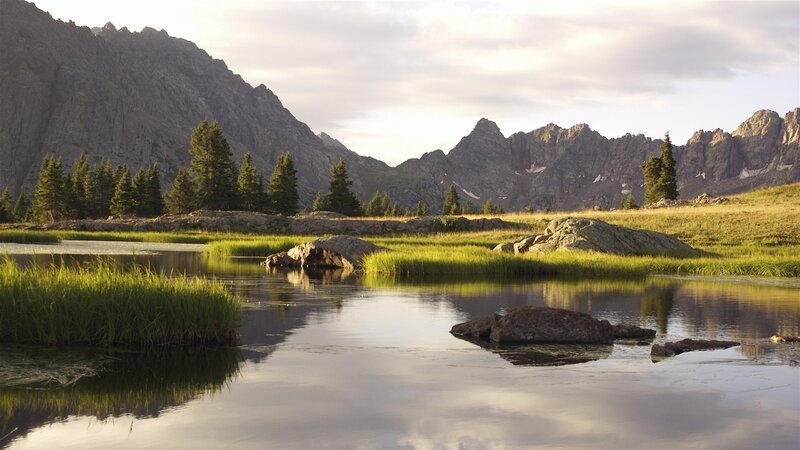 Mountain lake at sunrise