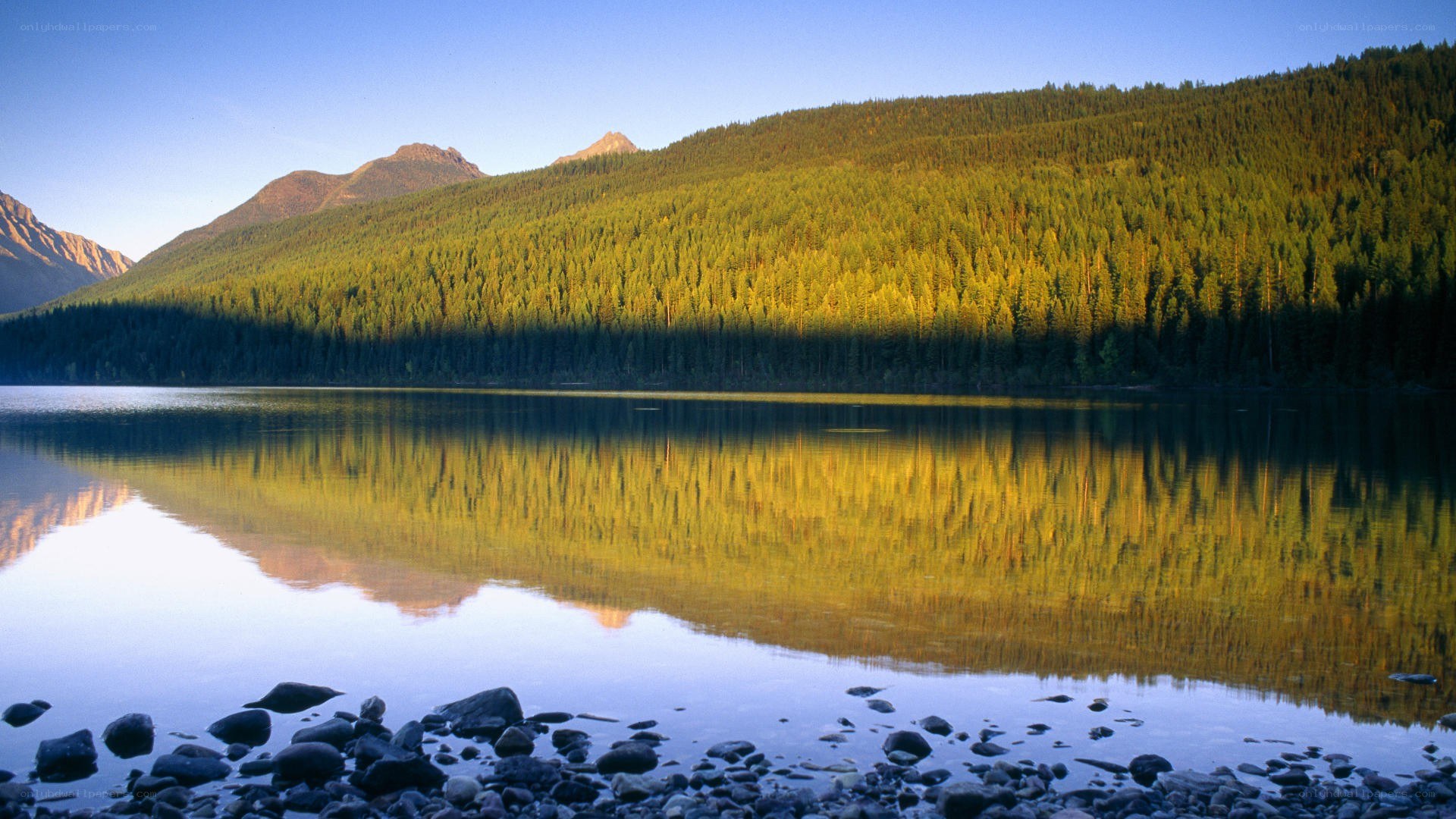 Mountain lake at sunrise