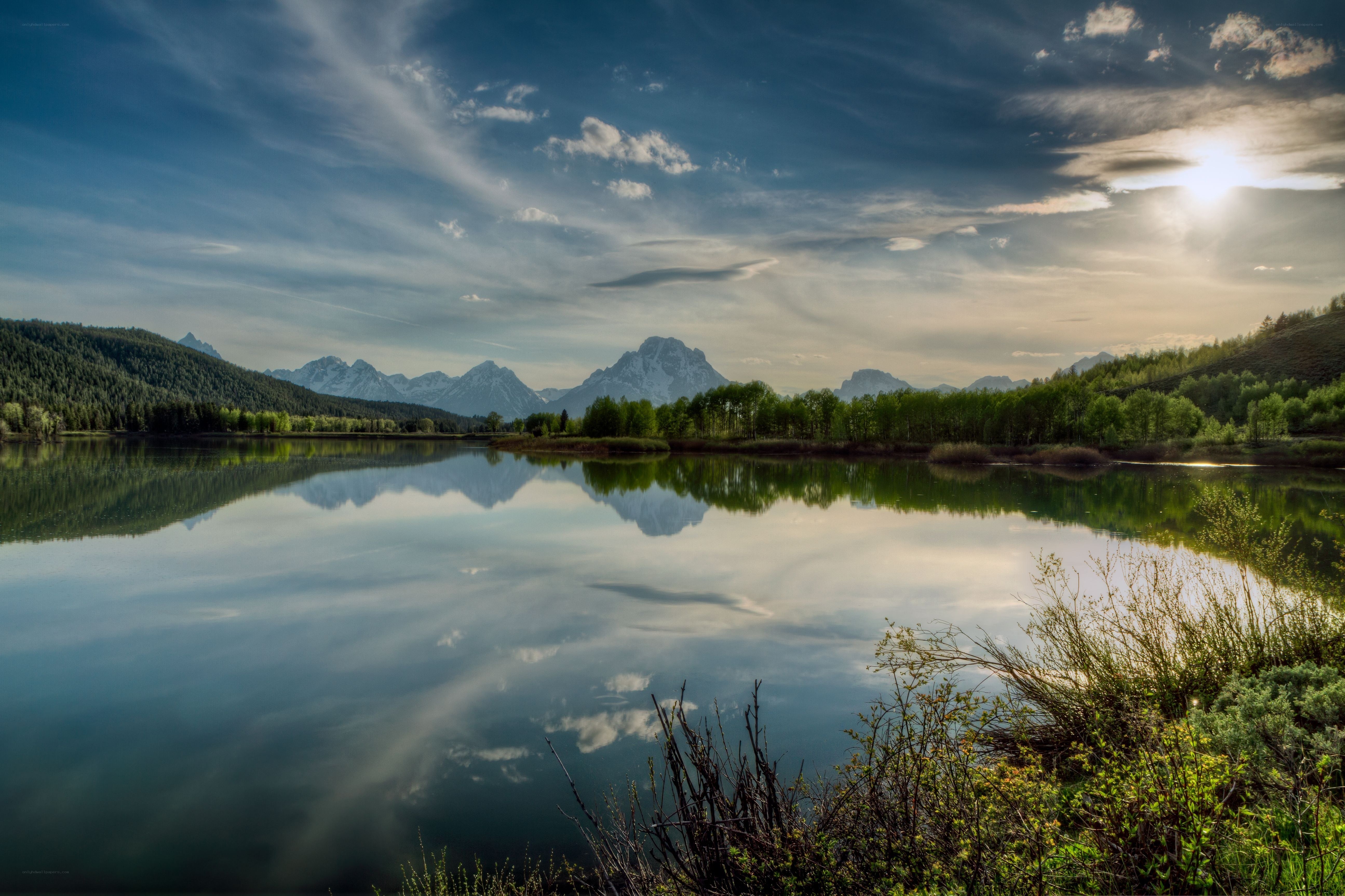 Mountain lake at sunrise