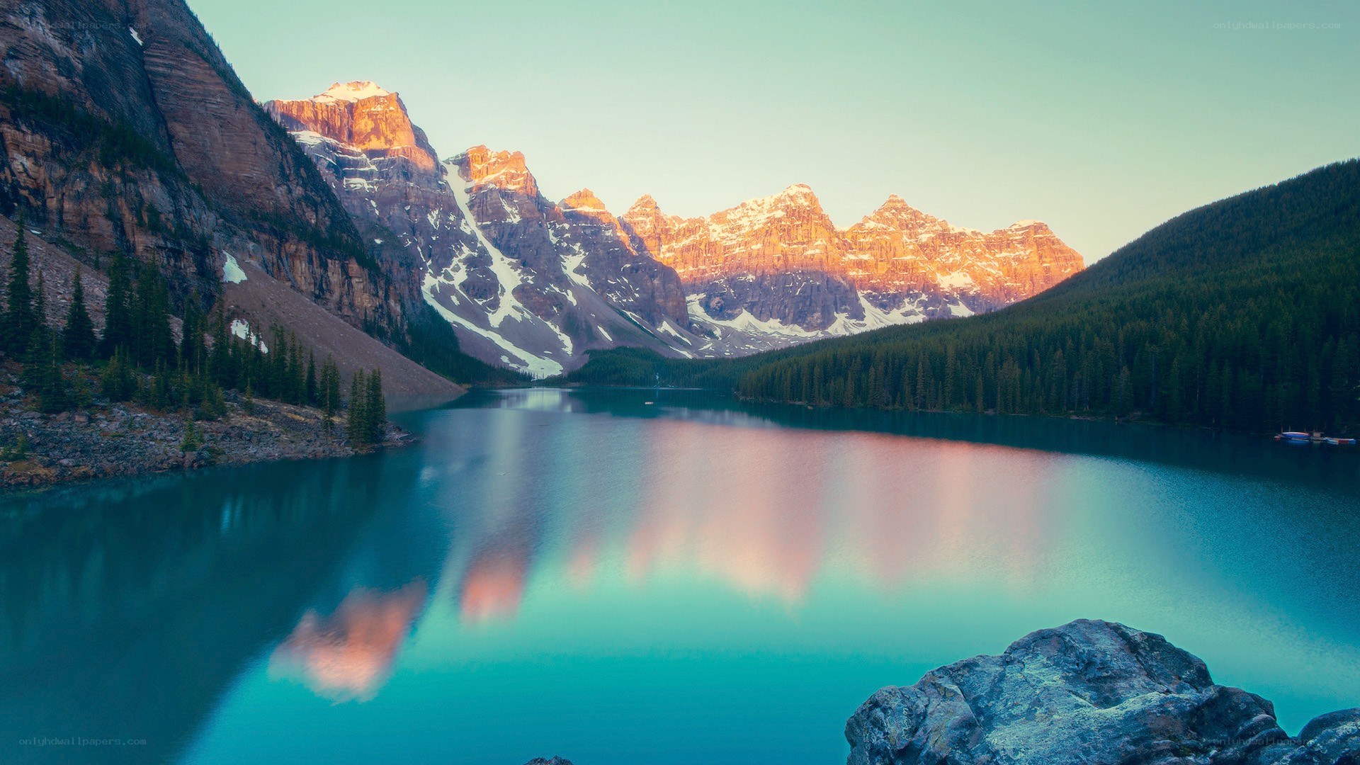 Mountain lake at sunrise