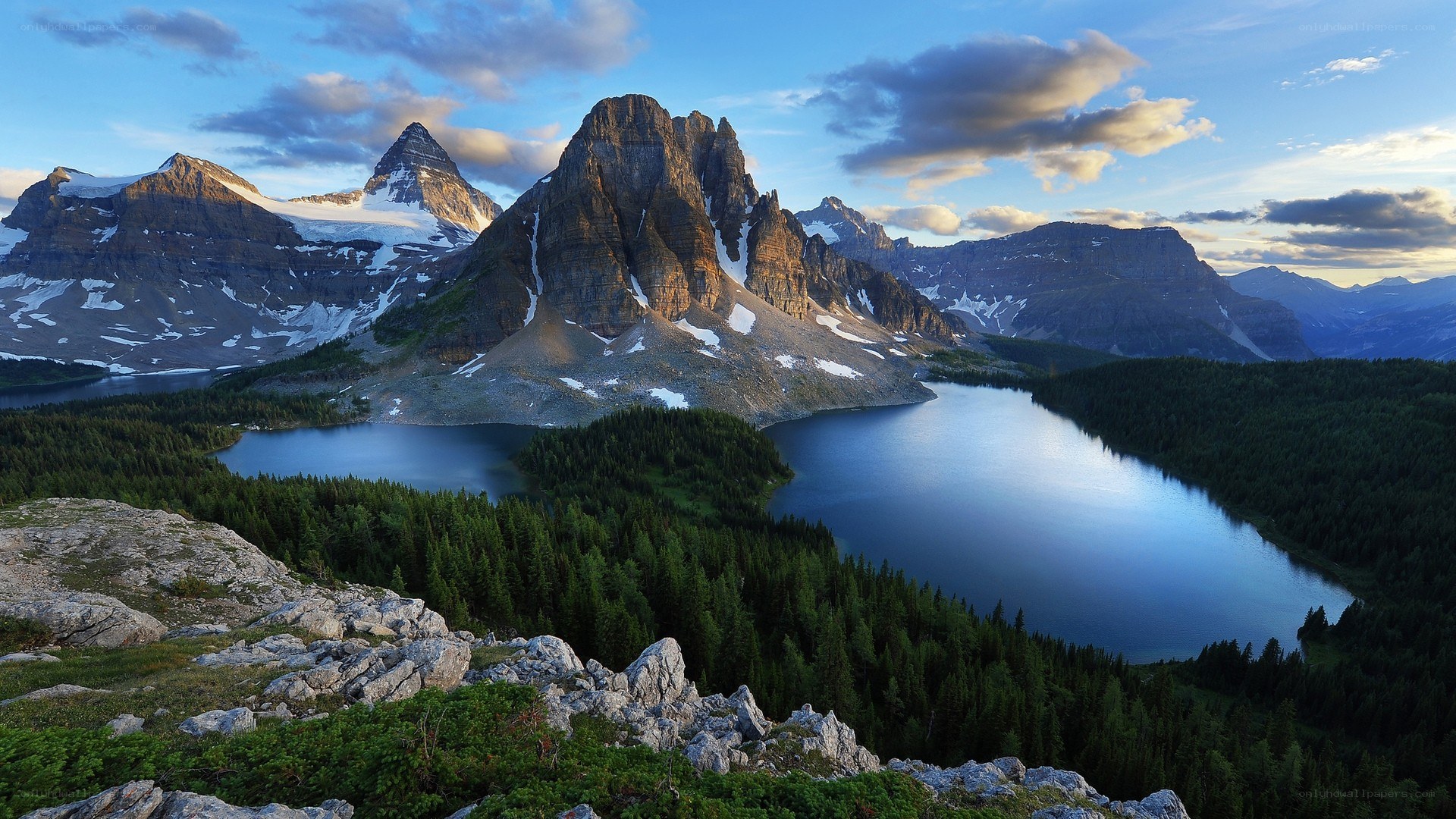 Mountain lake at sunrise