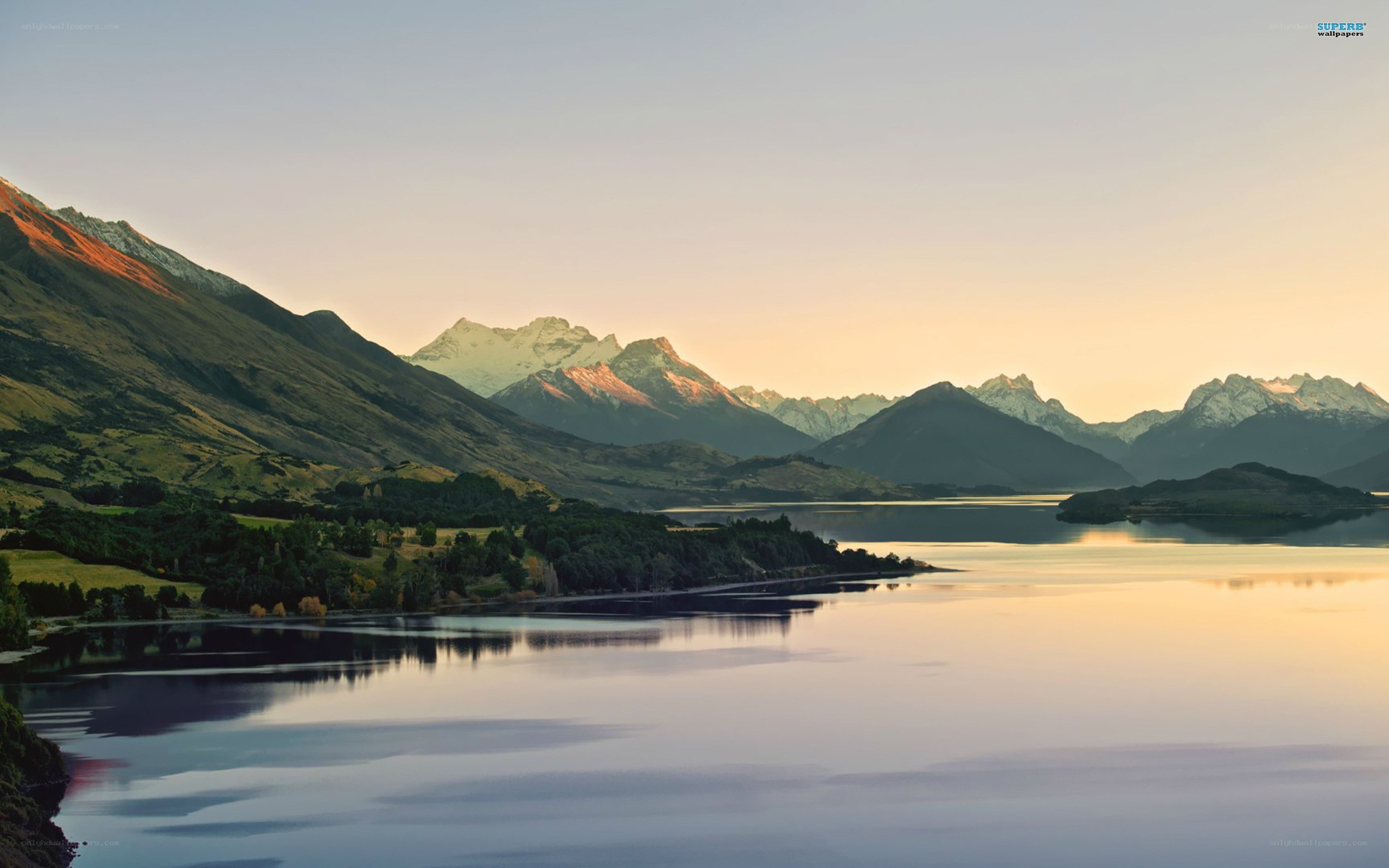 mountain lake at sunrise