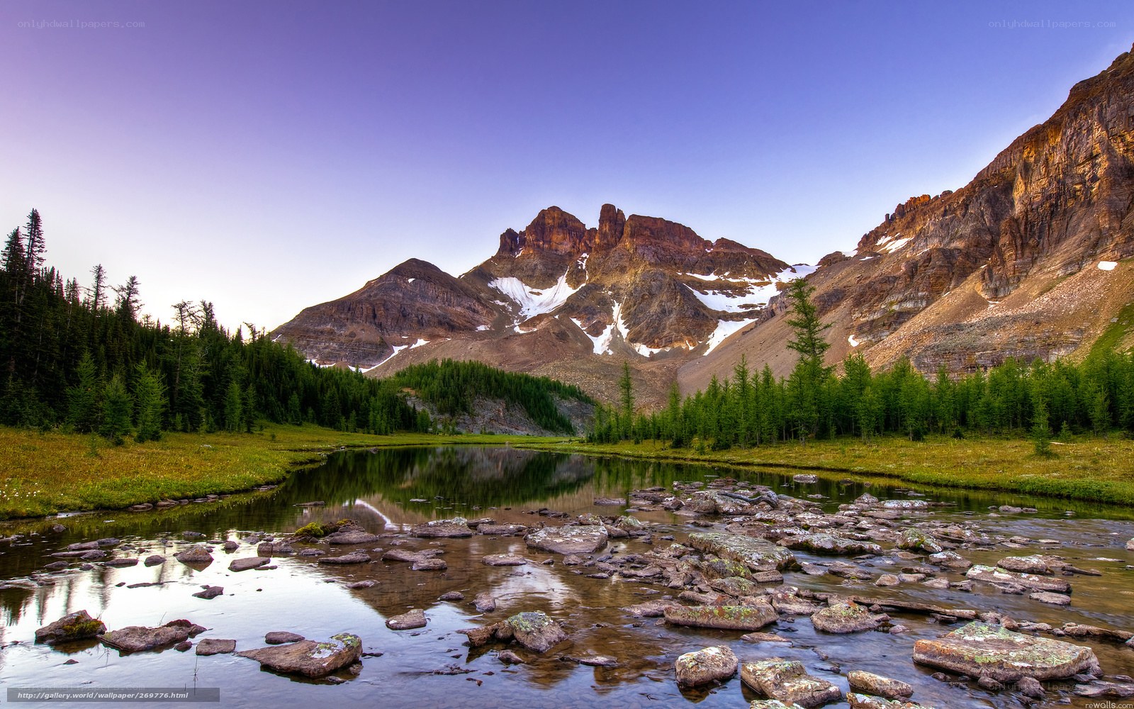 Mountain lake at sunrise