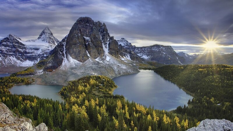 Mountain lake at sunrise