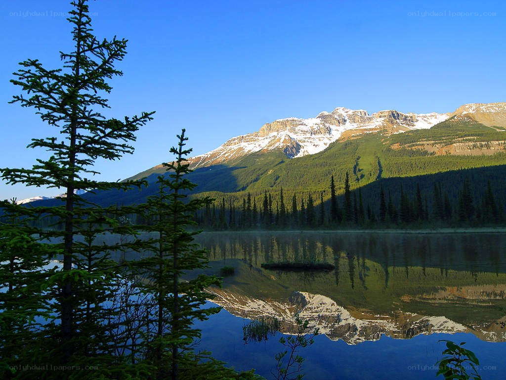 Mountain lake at sunrise