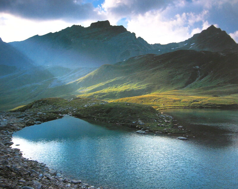 Mountain lake at sunrise