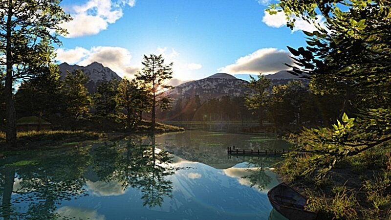 Mountain lake at sunrise