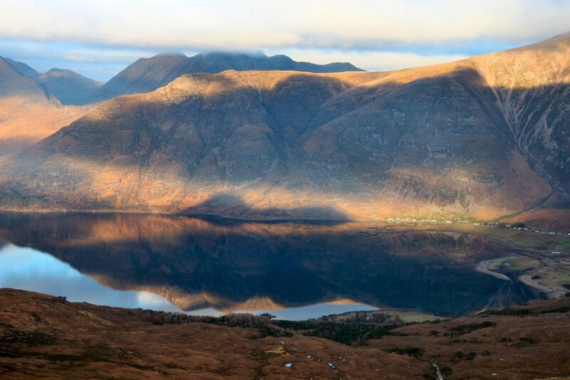 mountain lake at sunrise