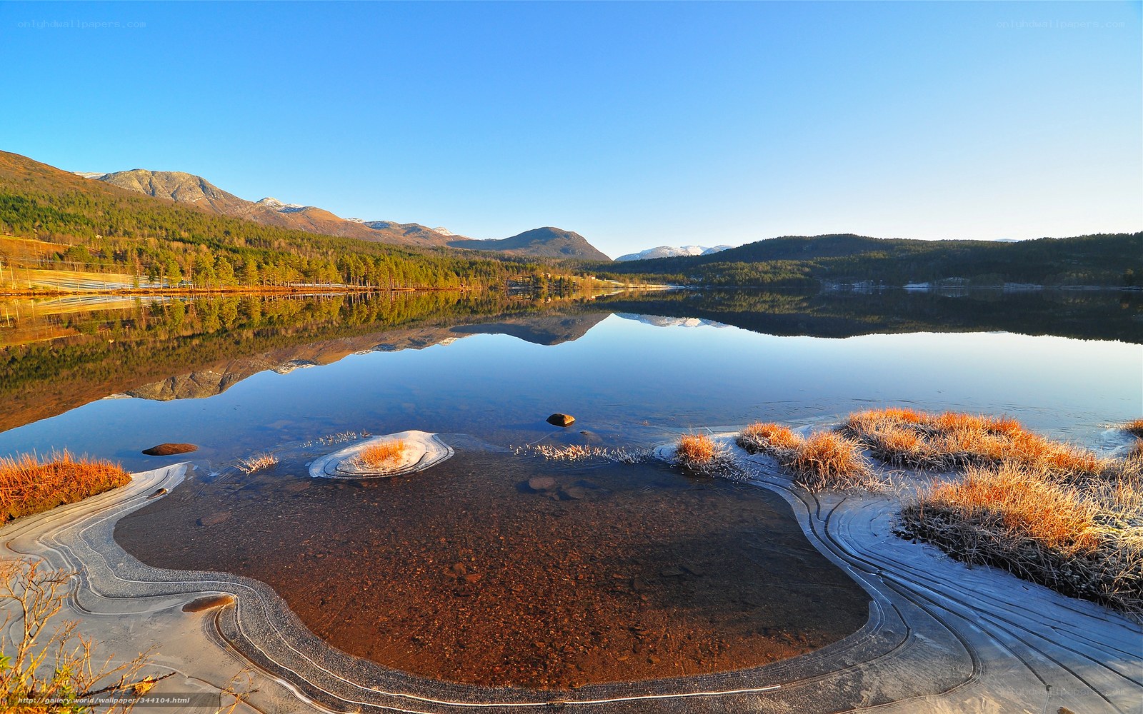 Mountain lake at sunrise