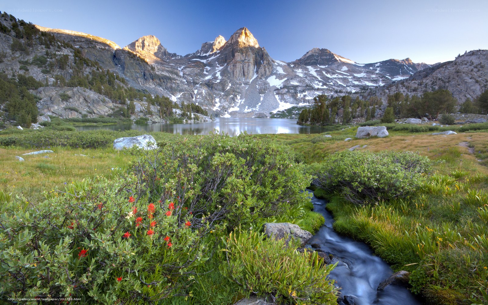 Mountain lake at sunrise