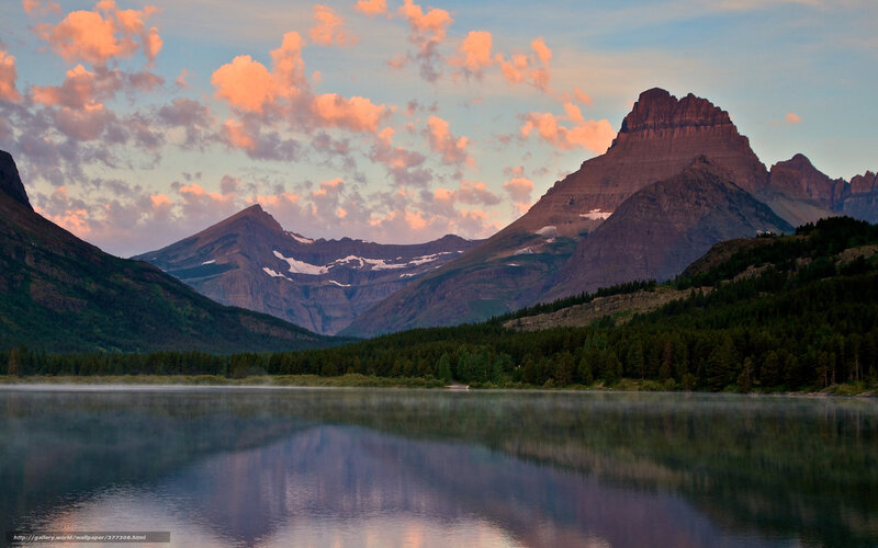 Mountain lake at sunrise