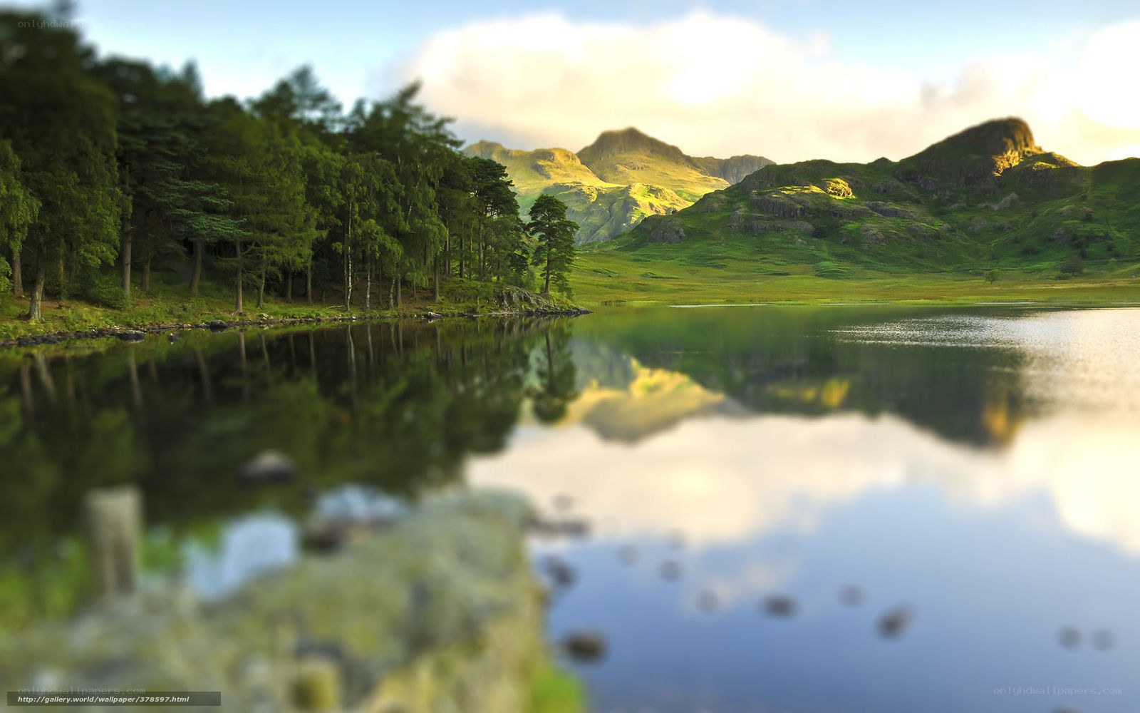 Mountain lake at sunrise