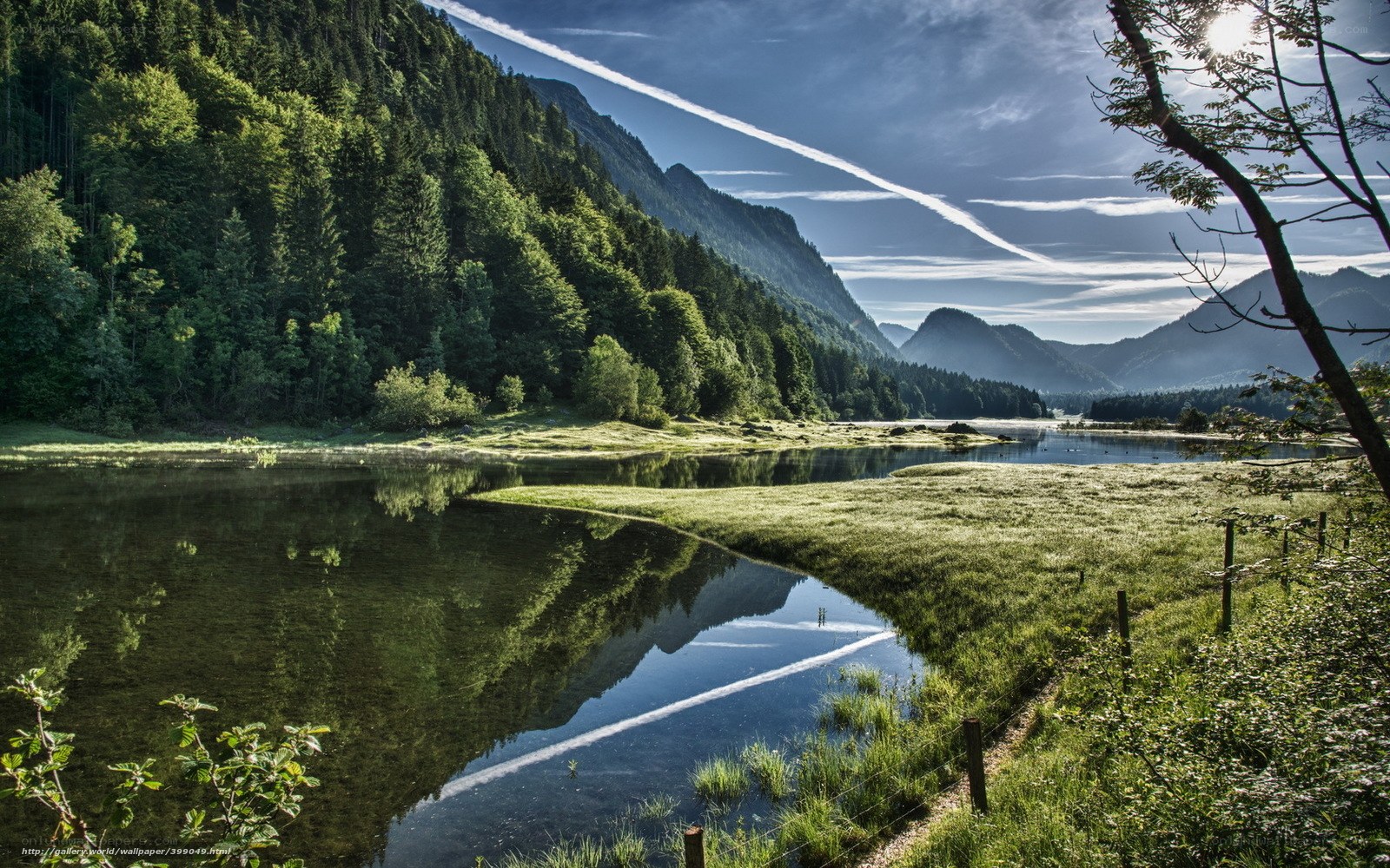 Mountain lake at sunrise