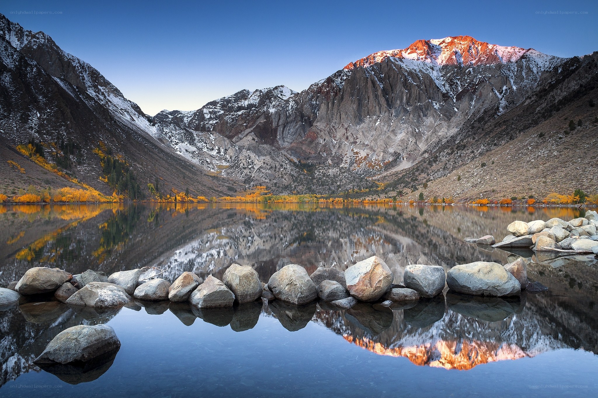 Mountain lake at sunrise