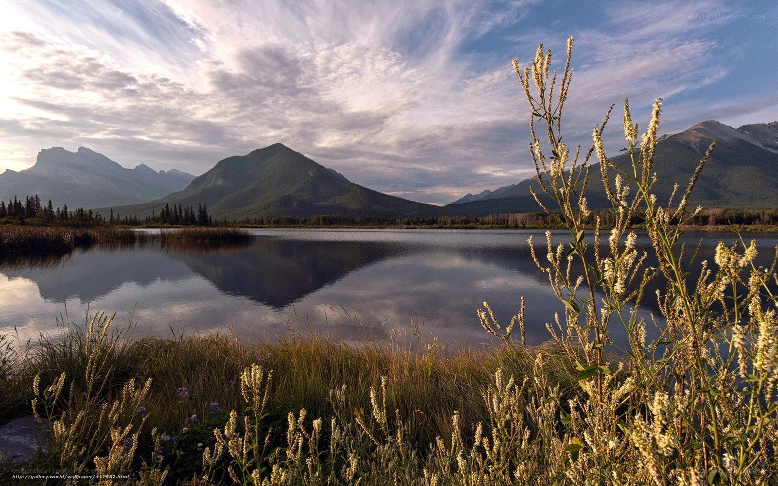 Mountain lake at sunrise