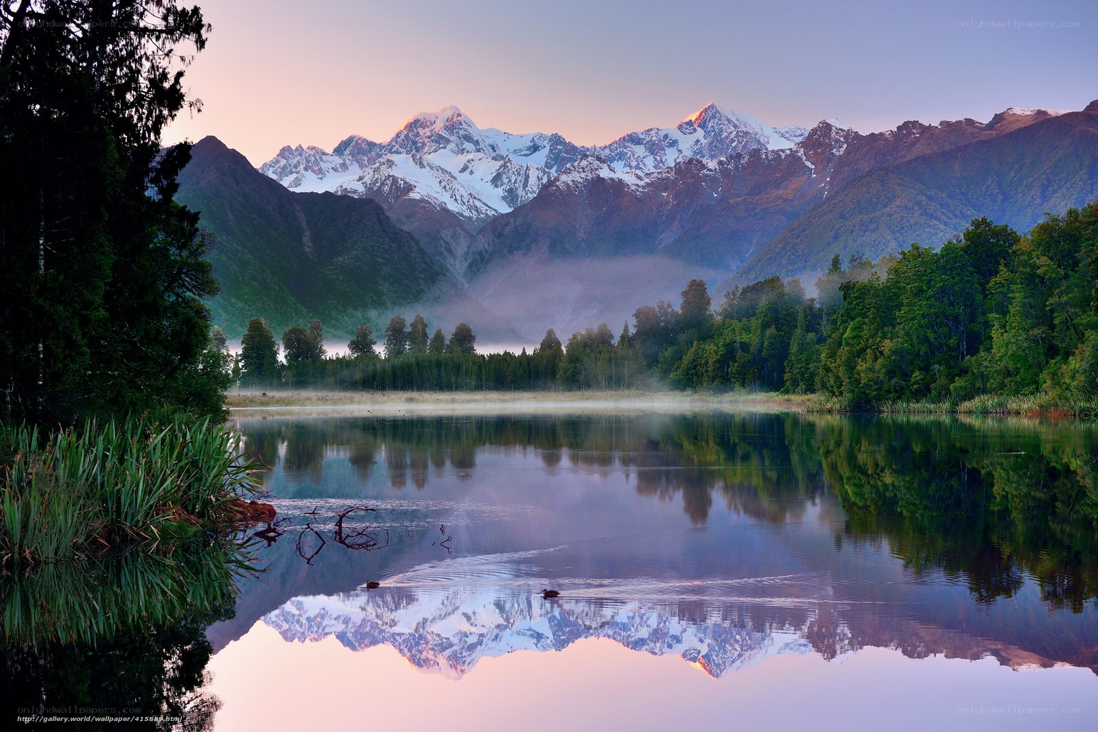 Mountain lake at sunrise