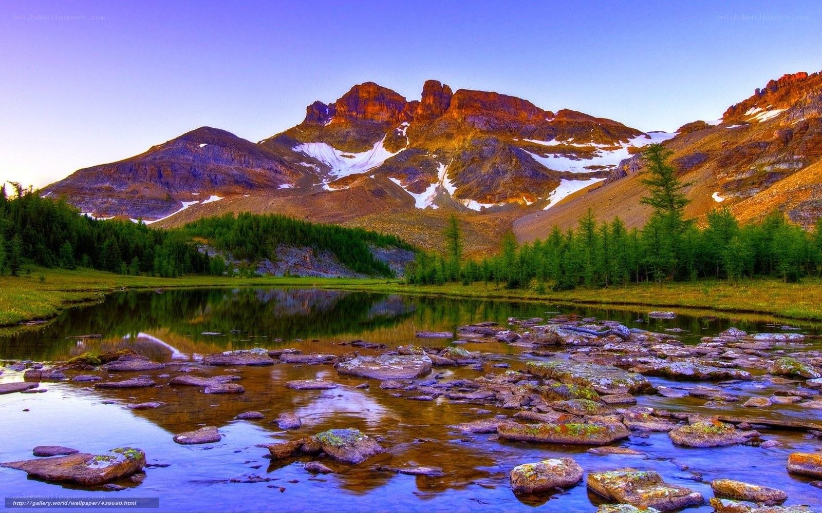 Mountain lake at sunrise