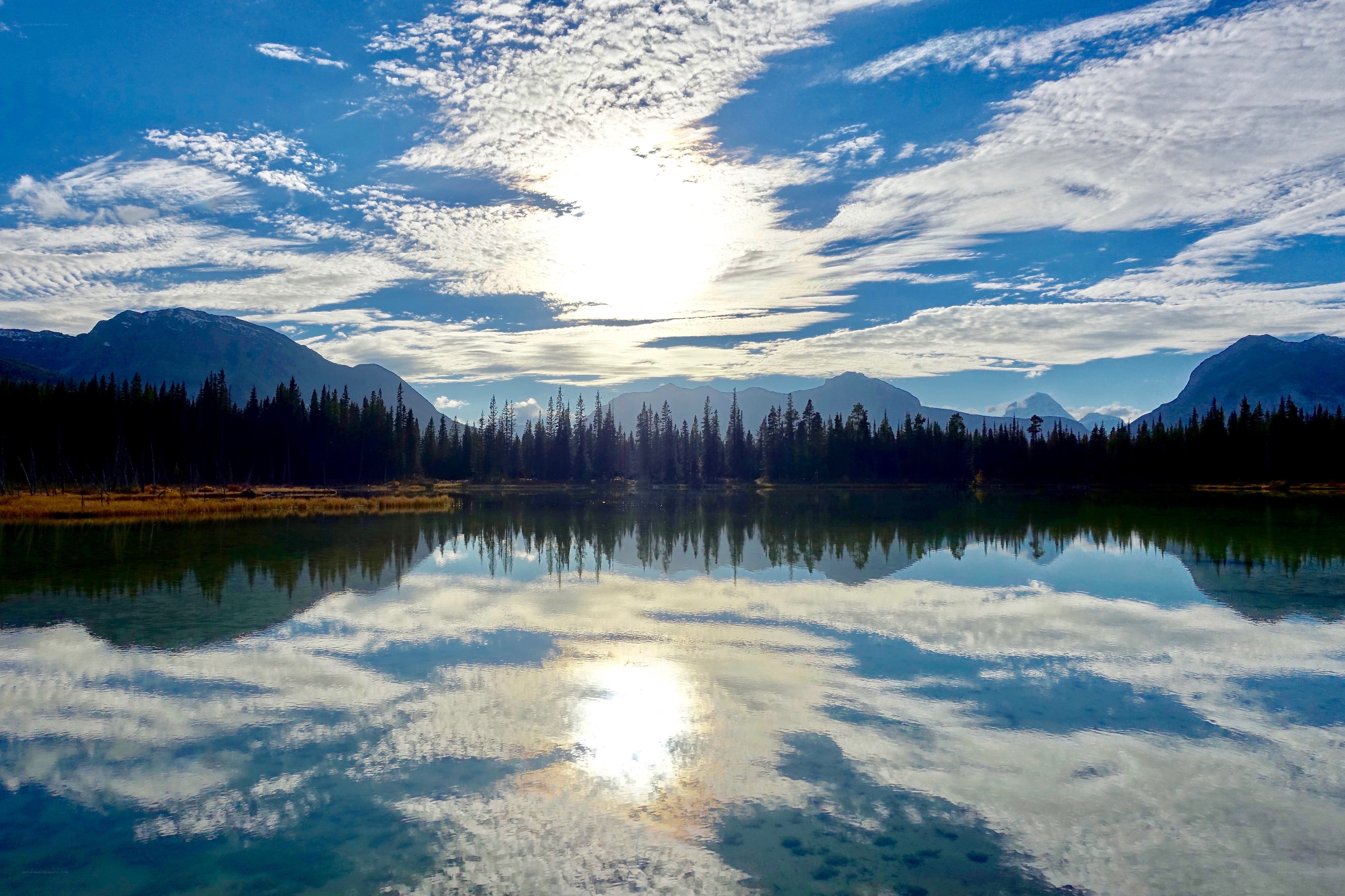 Mountain lake at sunrise