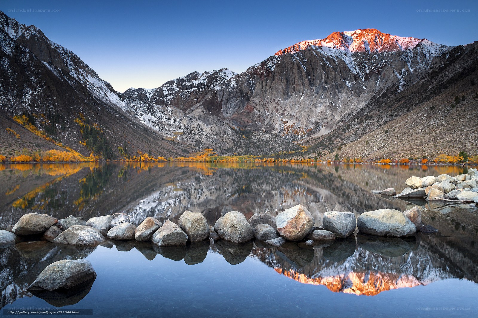 Mountain lake at sunrise
