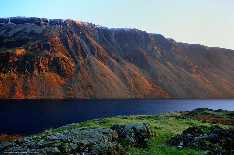 Mountain lake at sunrise