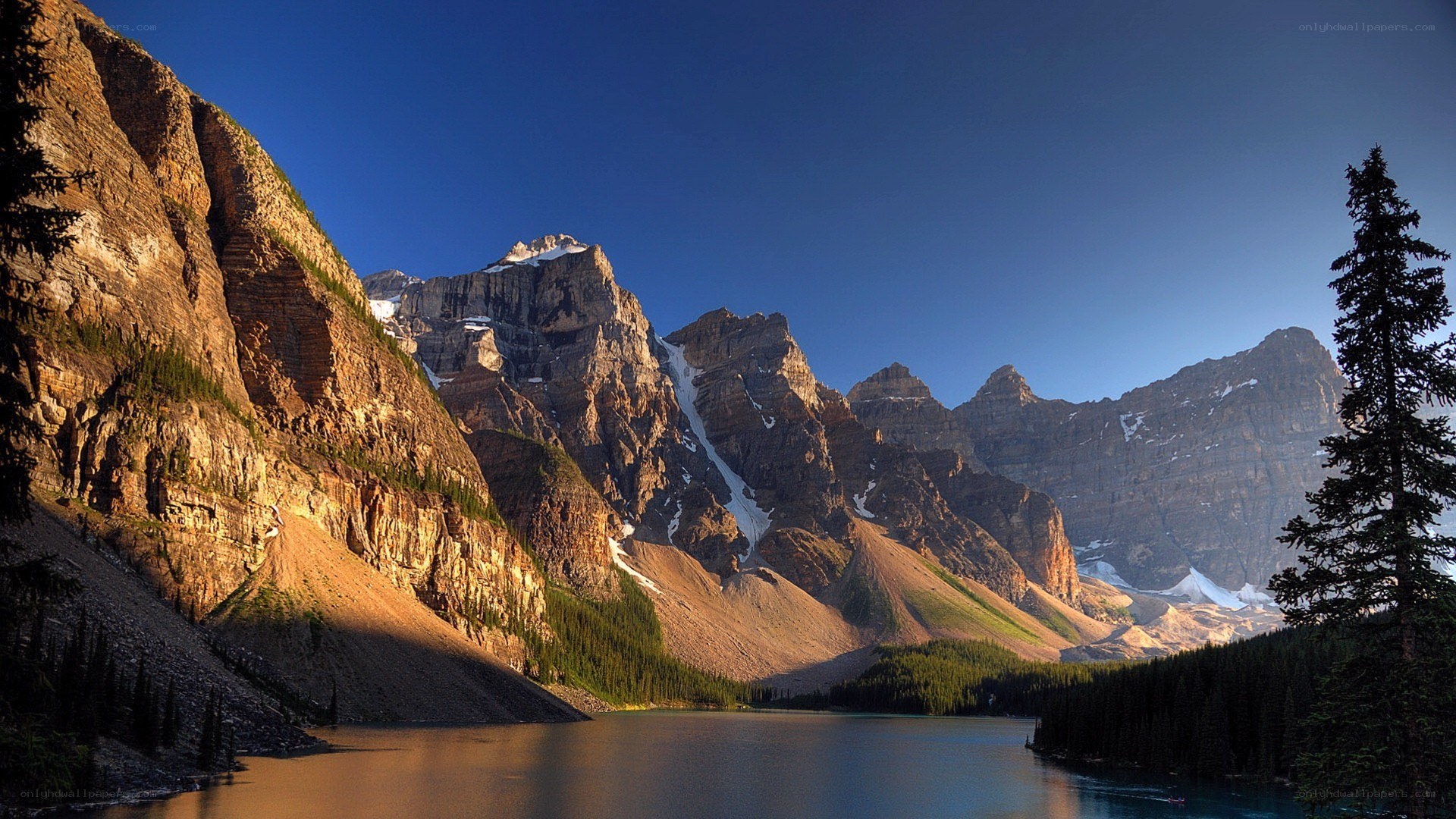 Mountain lake at sunrise