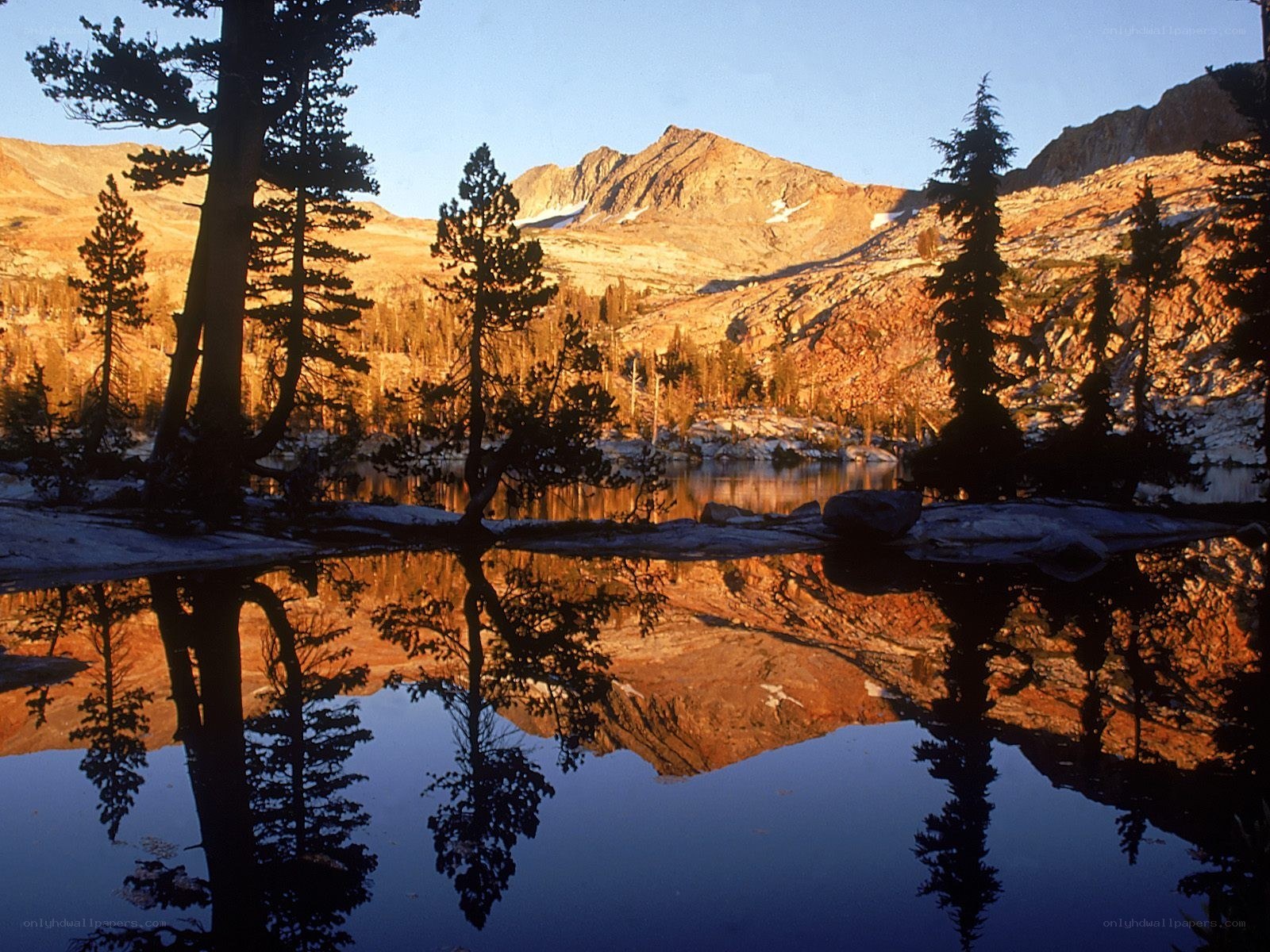 Mountain lake at sunrise