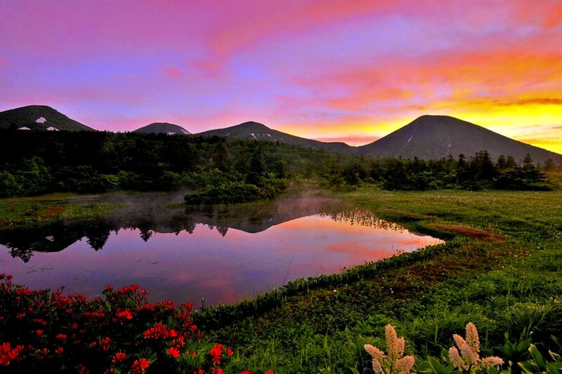 Mountain Lake at Sunrise — Purple